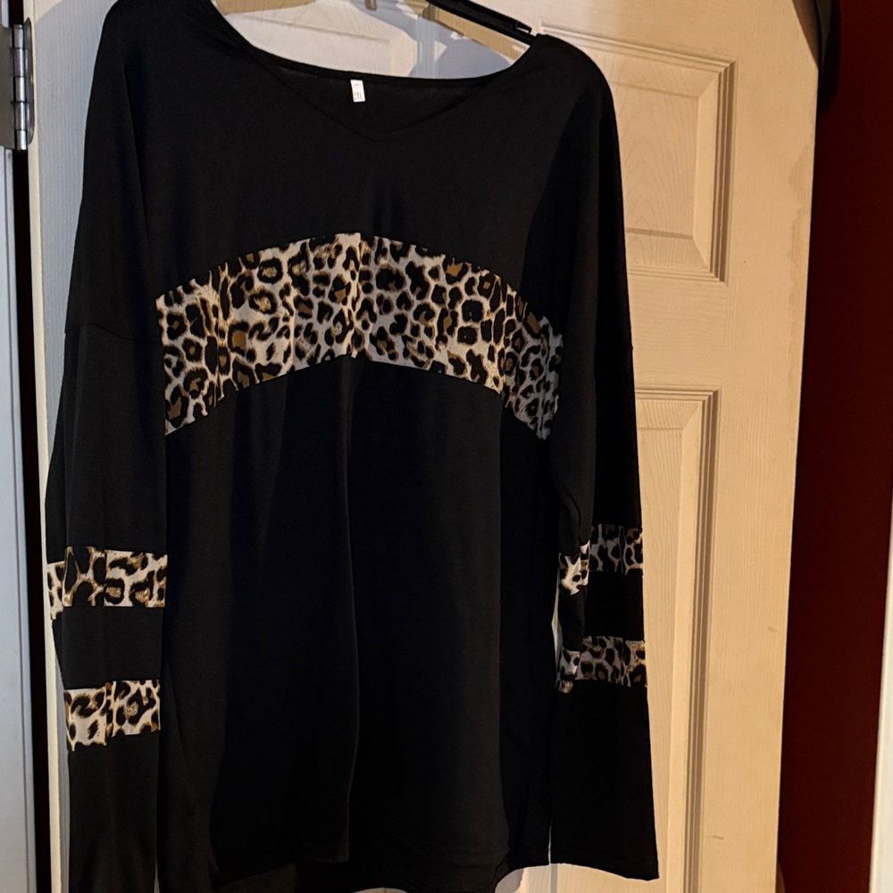 Leopard Print Black Women's Top